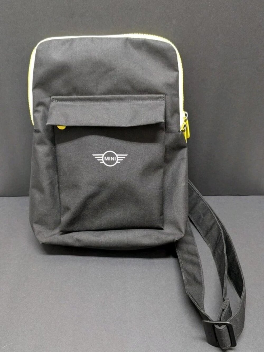 Mini Cooper Black Yellow White Bag Tote BMW 3 Way Crossbody Zipper RARE